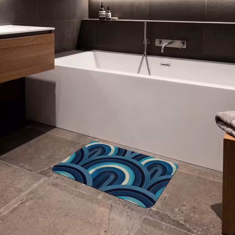 Bogen - Geometrisch - Patroon - Blauw - Retro Badmat klein 997 -sfeer3