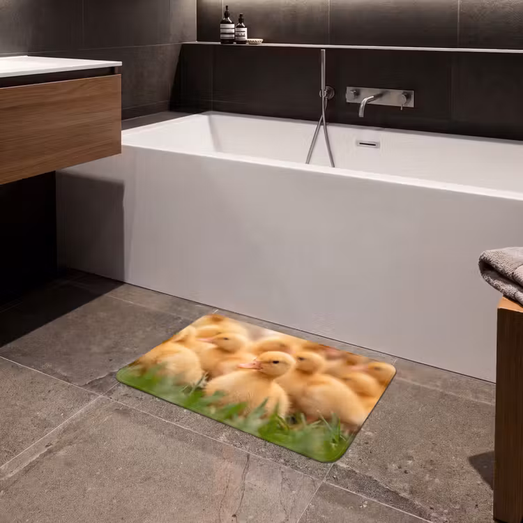 Pijltje - Eend - Natuur - Geel Badmat klein -sfeer3
