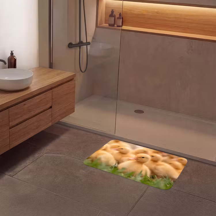 Pijltje - Eend - Natuur - Geel Badmat klein -sfeer2