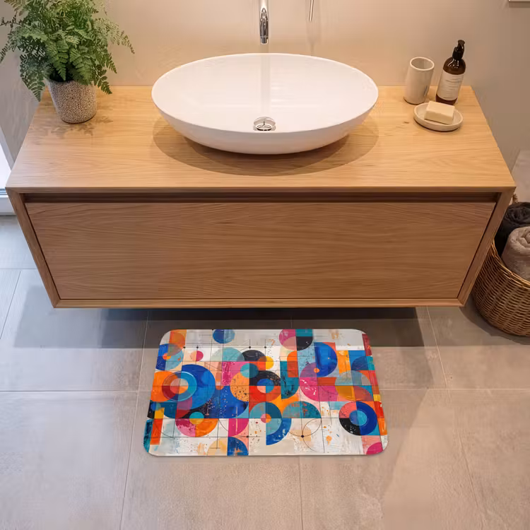 Kunst - Geometrisch - Abstract - Kleurrijk Badmat klein -sfeer1