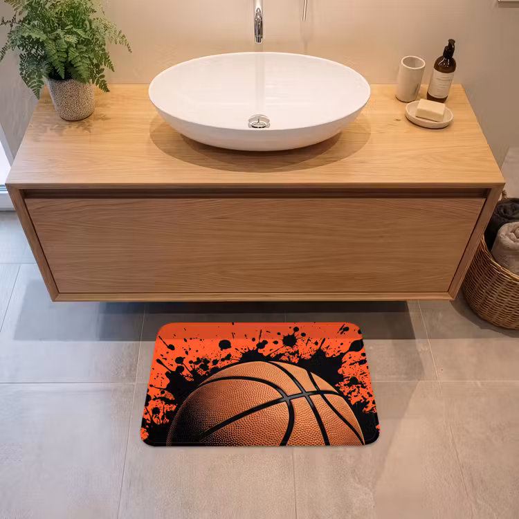 Basketbal - Verf - Sport - Oranje Badmat klein -sfeer1
