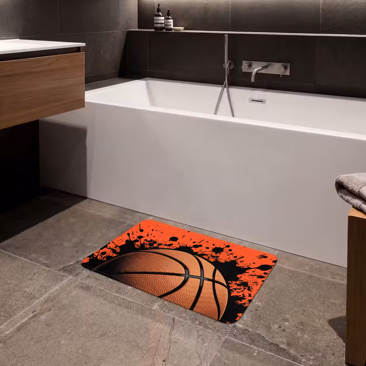 Basketbal - Verf - Sport - Oranje Badmat klein -sfeer3