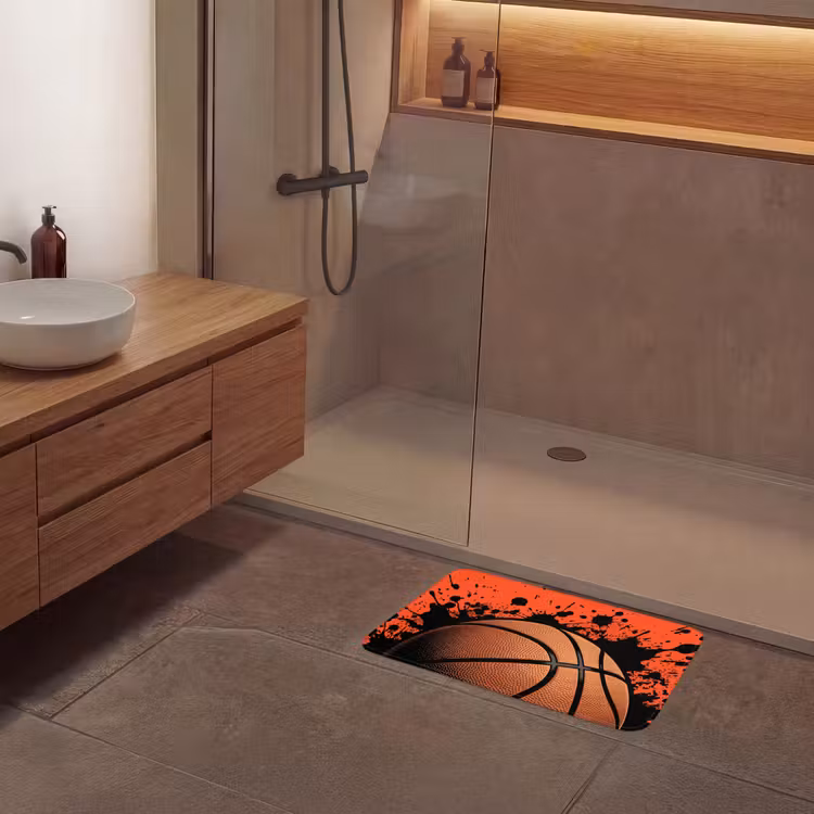 Basketbal - Verf - Sport - Oranje Badmat klein -sfeer2