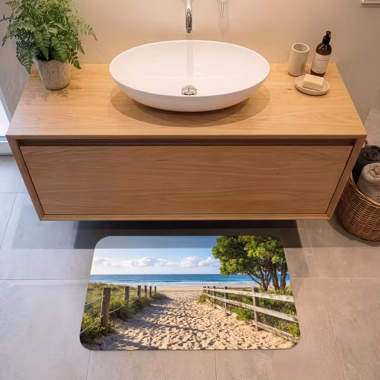 Strand - Zandpad - Oceaan - Natuur Badmat middel -sfeer1