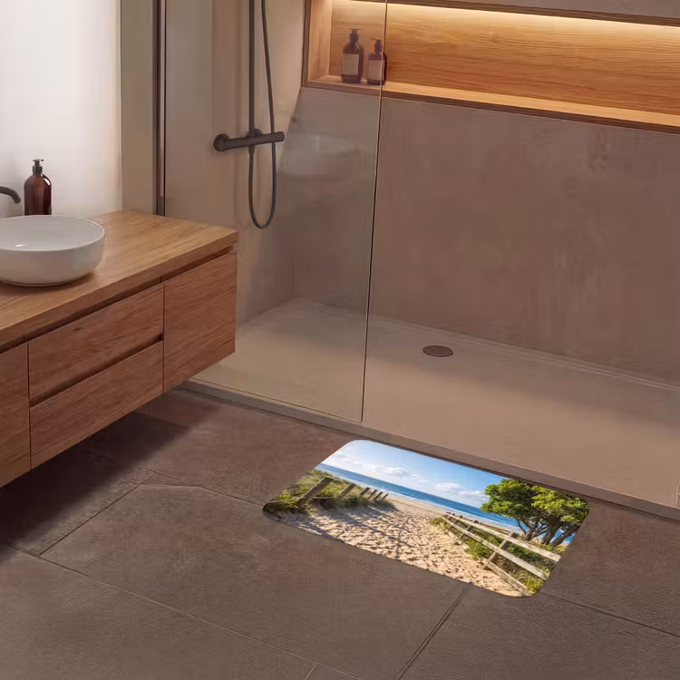 Strand - Zandpad - Oceaan - Natuur Badmat middel -sfeer2