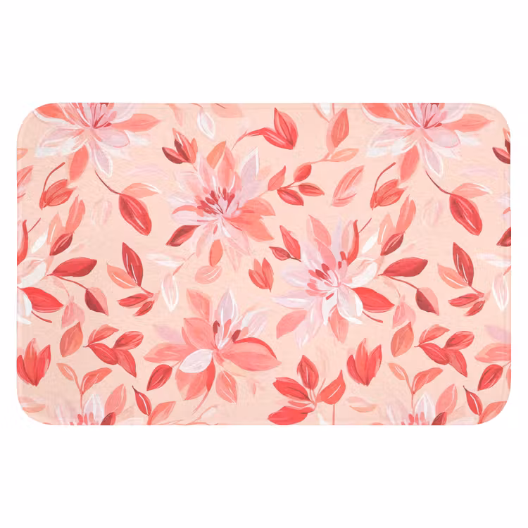 Botanisch - Bloemen - Rood Badmat klein 997 -3d