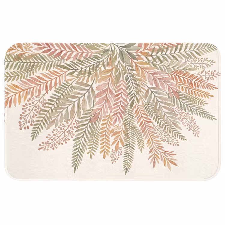 Botanisch - Aquarel - Kleurrijk Badmat klein -3d