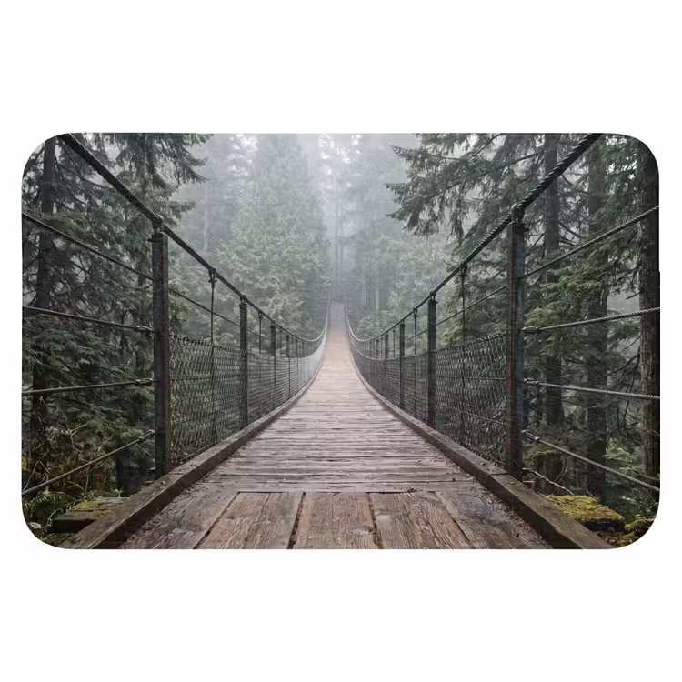 Brug - Bos - Mist - Natuur Badmat klein -3d