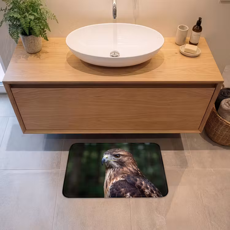 Buizerd - Roofvogel - Natuur - Bruin Badmat klein -sfeer1