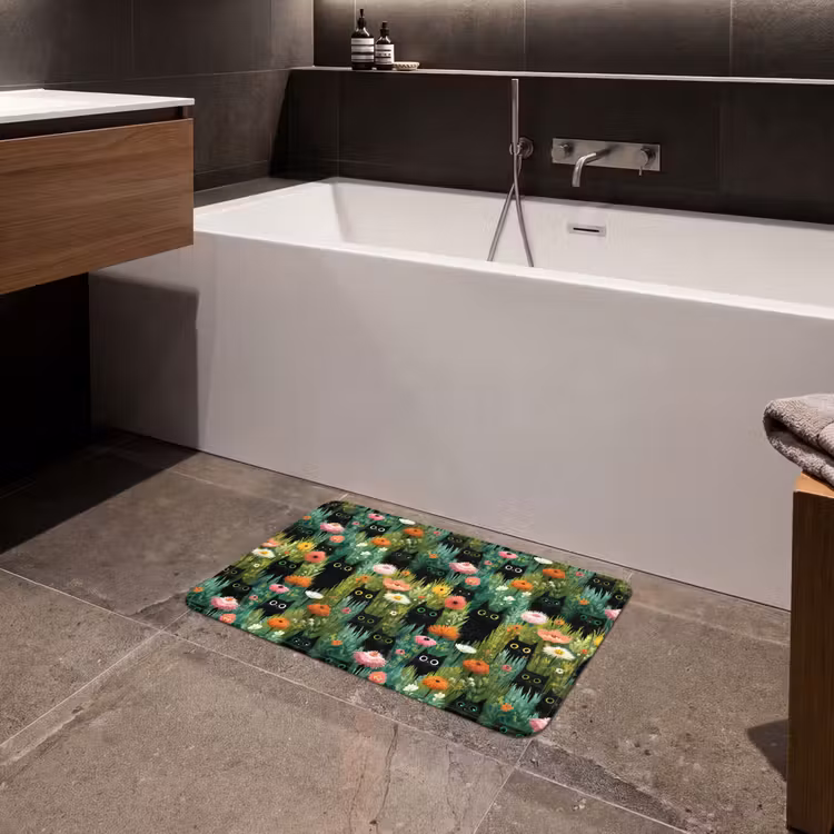 Katten - Bloemen - Kleurrijk Badmat klein 997 -sfeer3