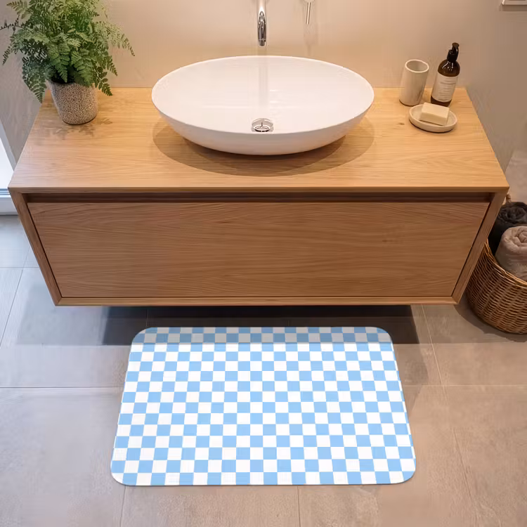 Schaakbord - Klassiek - Blauw Badmat middel 997 -sfeer1