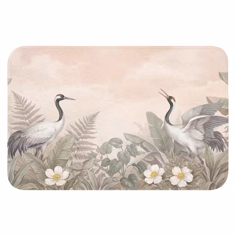 Kraanvogels - Natuur - Roze Badmat klein -3d