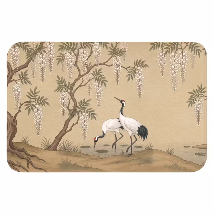 Kraanvogels - Water - Beige Badmat klein -3d