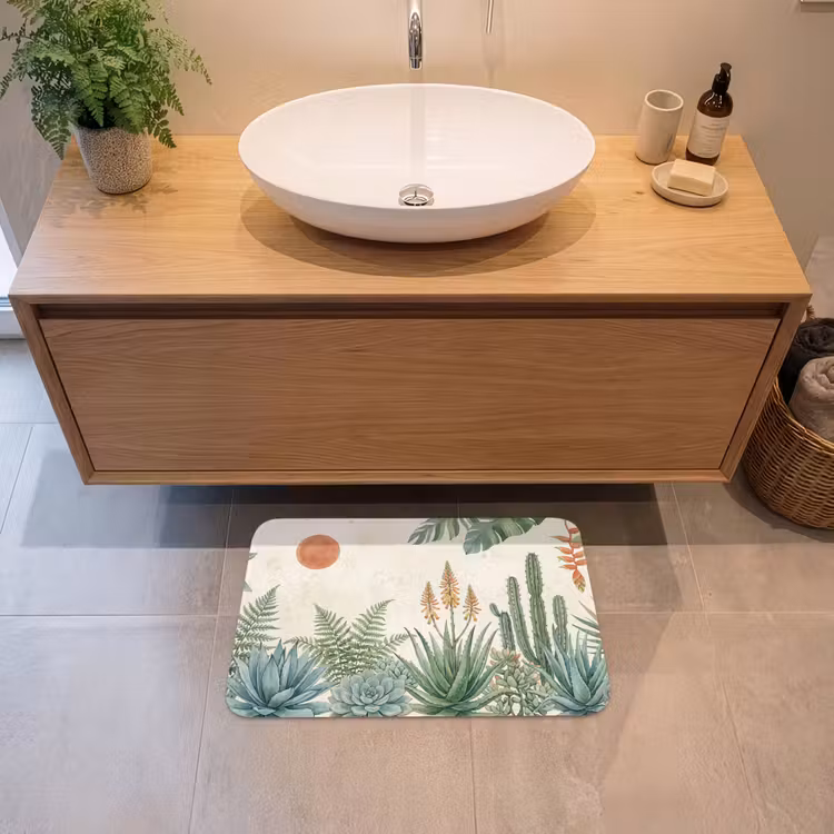 Woestijn - Planten - Groen Badmat klein -sfeer1