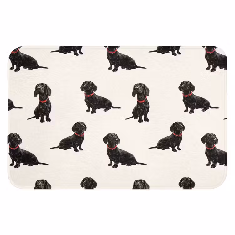 Hond - Patroon - Zwart Badmat klein 997 -3d