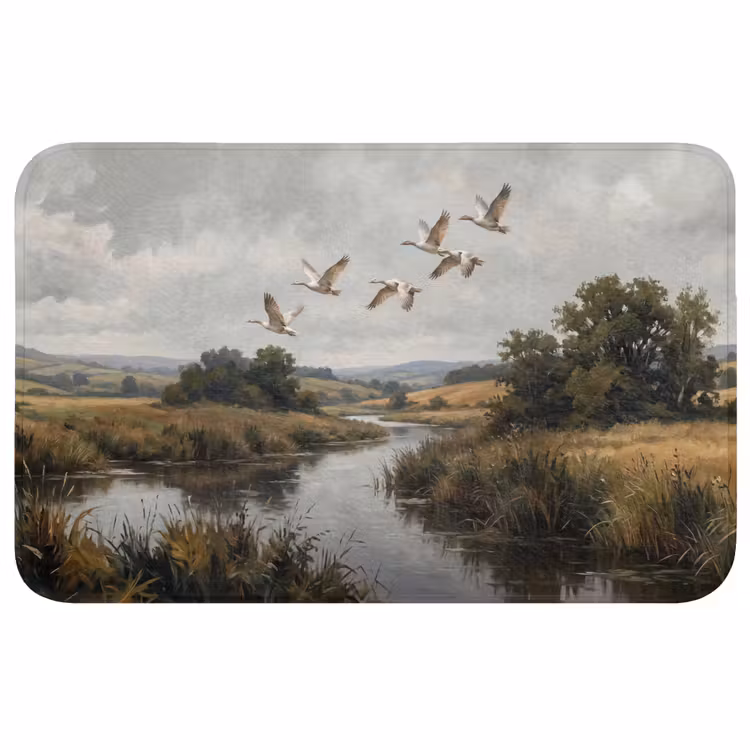 Eenden - Rivier - Landschap - Vlucht - Nostalgisch Badmat klein -3d