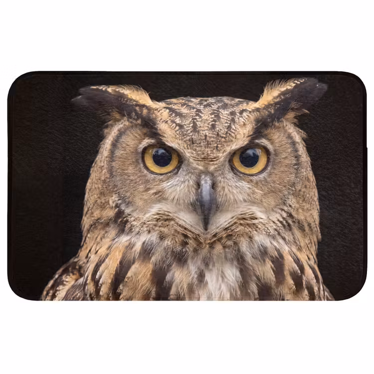Oehoe - Uil - Portret - Bruin Badmat klein -3d