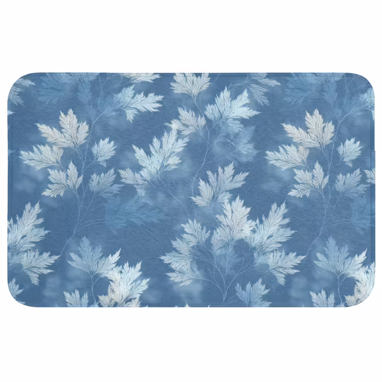Varen - Botanisch - Patroon - Grijsblauw Badmat klein 997 -3d