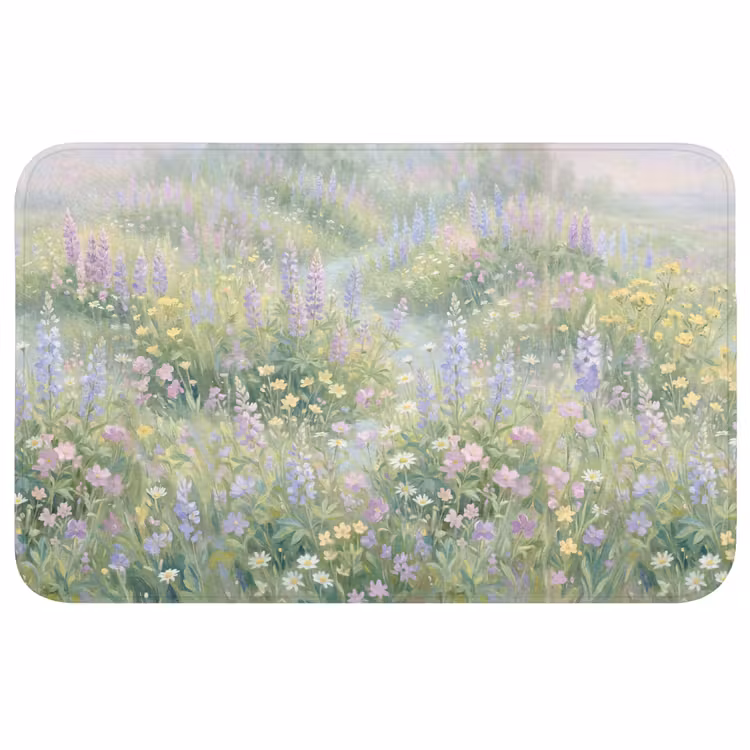 Bloemenveld - Heuvels - Kleurrijk Badmat klein -3d