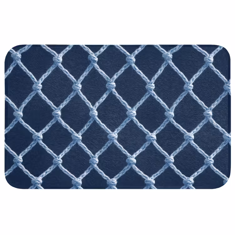 Visnet - Touw - Patroon - Marineblauw Badmat klein 997 -3d