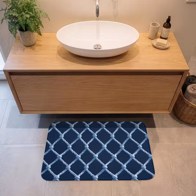 Visnet - Touw - Patroon - Marineblauw Badmat klein 997 -sfeer1