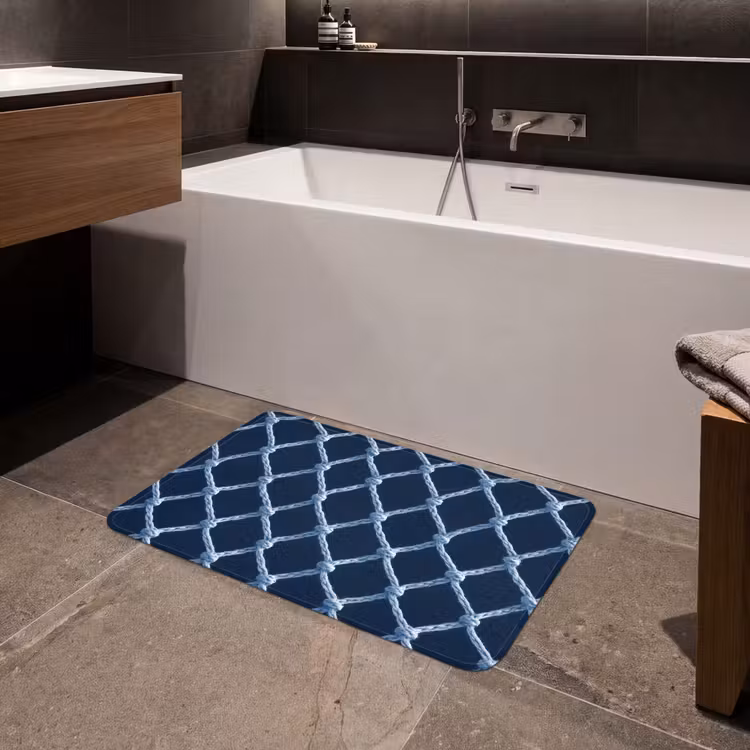Visnet - Touw - Patroon - Marineblauw Badmat klein 997 -sfeer3