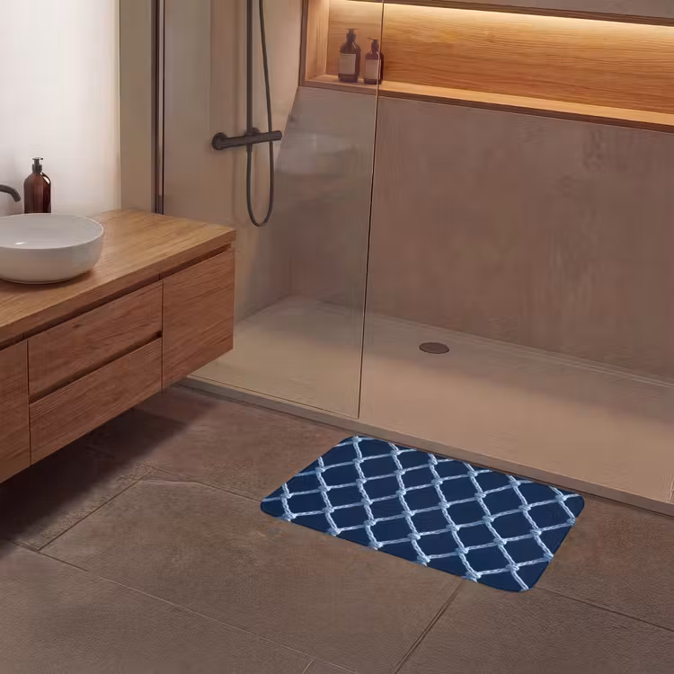 Visnet - Touw - Patroon - Marineblauw Badmat klein 997 -sfeer2