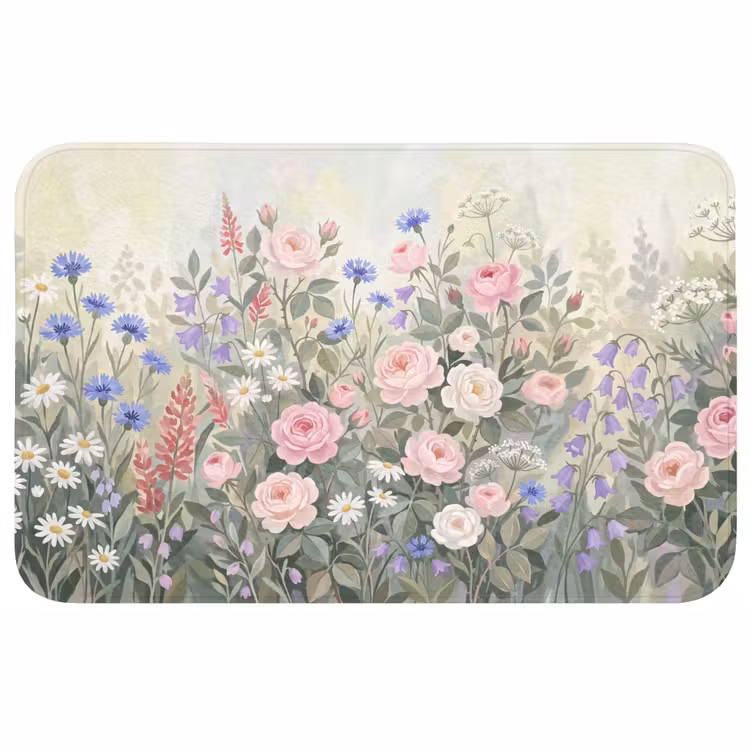 Bloemen - Tuin - Natuur - Kleurrijk Badmat klein -3d