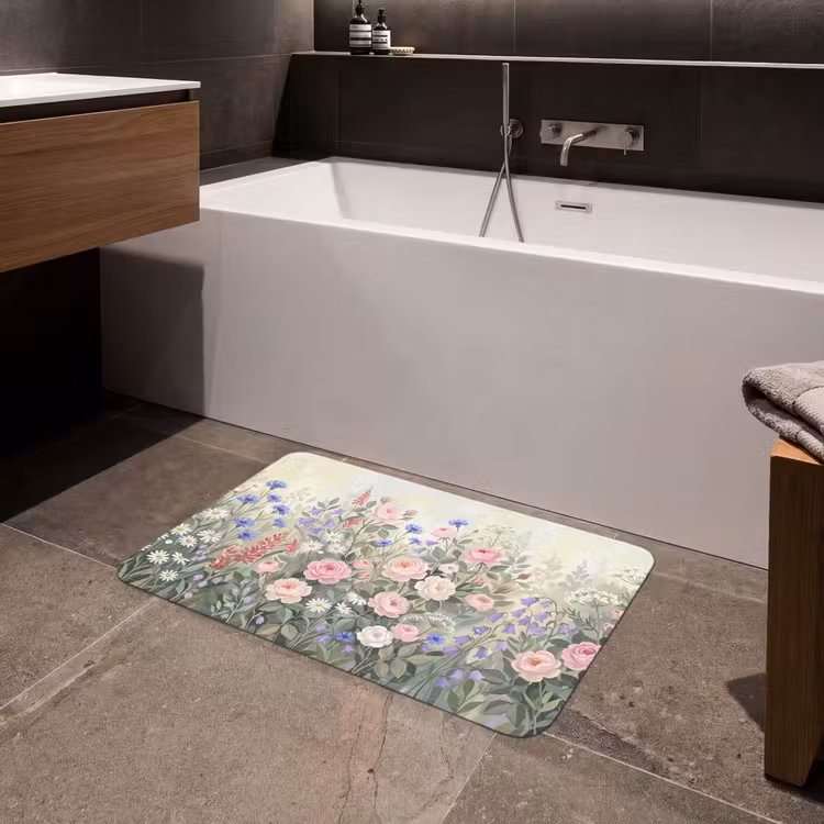 Bloemen - Tuin - Natuur - Kleurrijk Badmat klein -sfeer3
