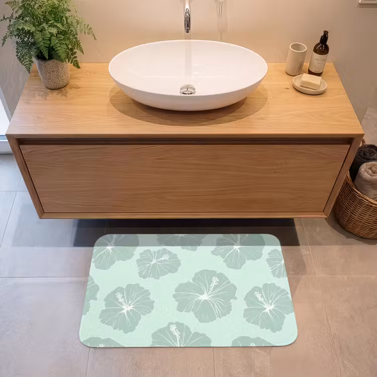 Bloemen - Hibiscus - Mint Badmat klein 997 -sfeer1