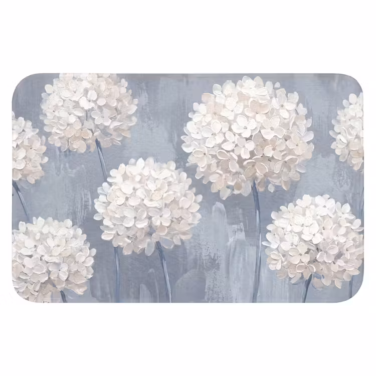 Bloemen - Illustratie - Blauw Badmat klein -3d