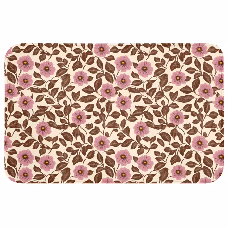 Bloemen - Bladeren - Kleurrijk Badmat middel 997 -3d