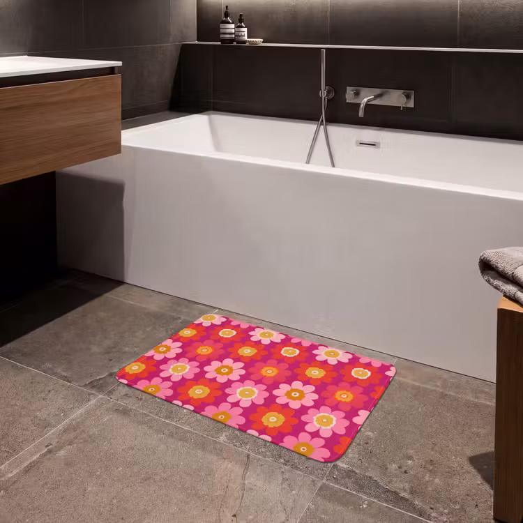Bloemen - Retro - Kleurrijk Badmat klein 997 -sfeer3