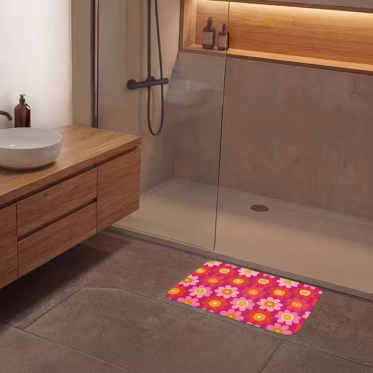 Bloemen - Retro - Kleurrijk Badmat klein 997 -sfeer2