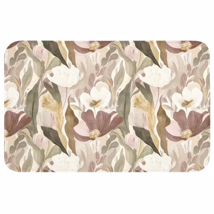 Bloemen - Aquarel - Kleurrijk Badmat middel 997 -3d
