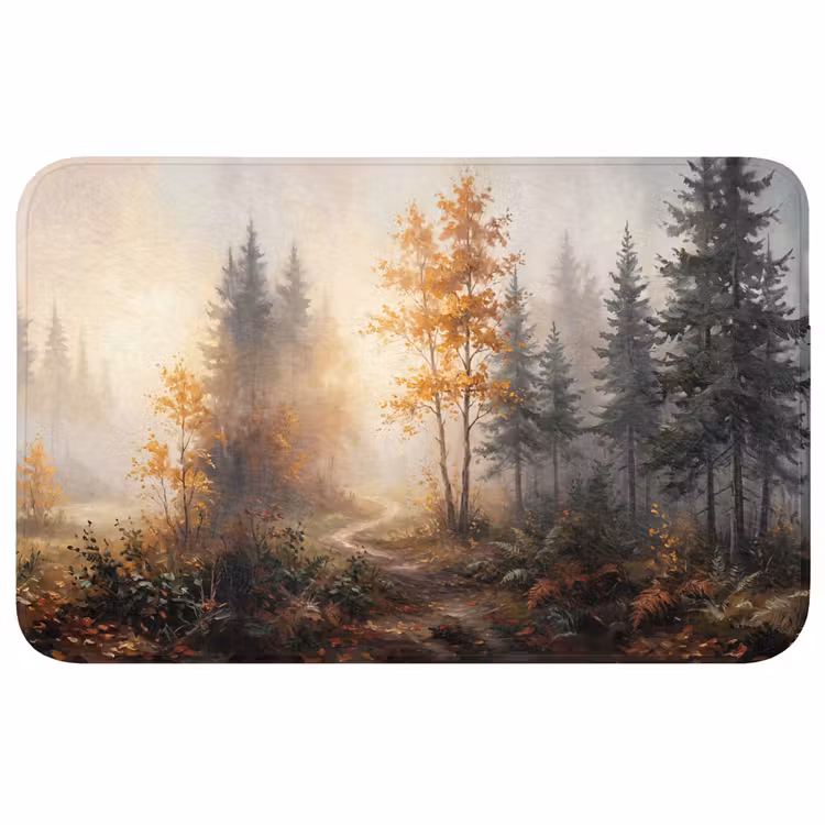 Bospad - Herfstbladeren - Natuur - Schilderachtig - Oranje Badmat middel -3d