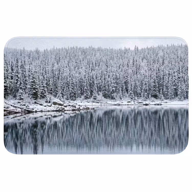 Bos - Reflectie - Meer - Winter - Serene Badmat middel -3d