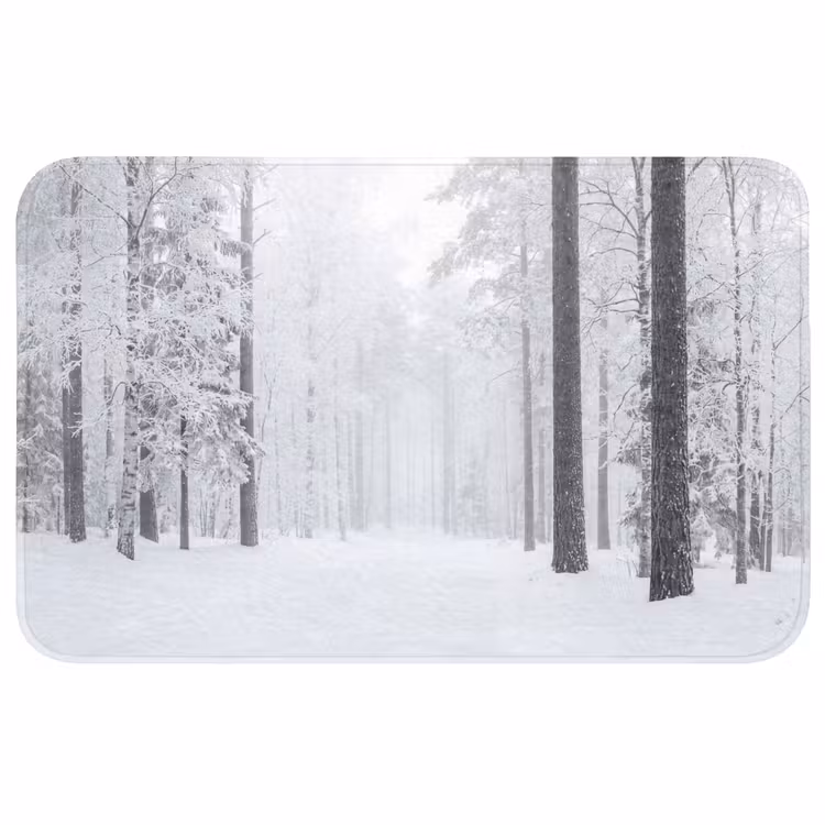 Bos - Sneeuw - Pad - Winter - Stilte Badmat middel -3d