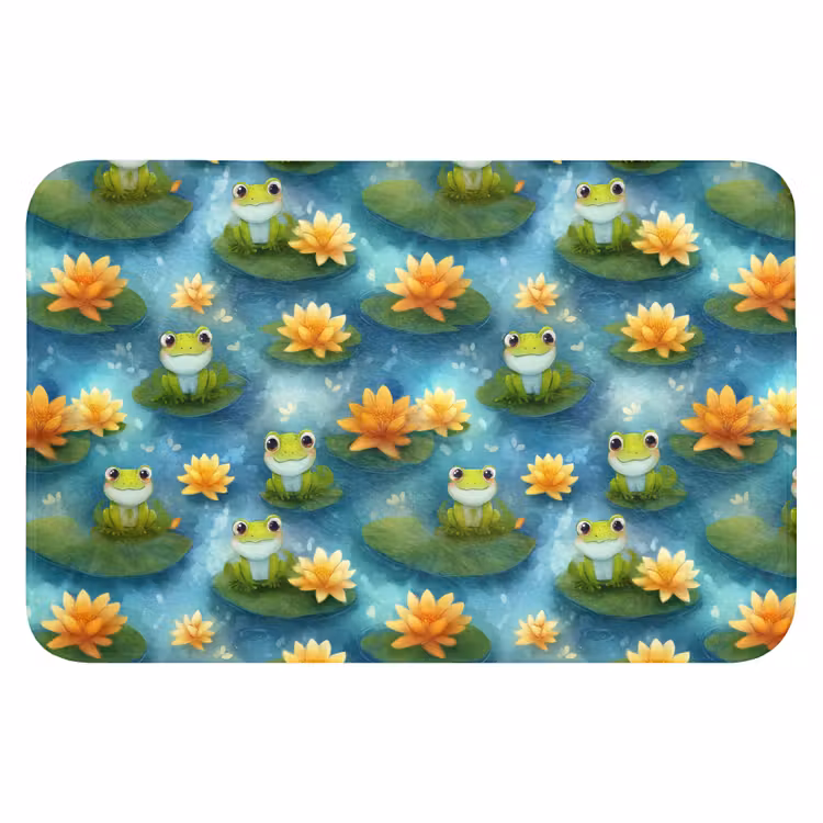 Kikker - Lelies - Groen Badmat klein 997 -3d
