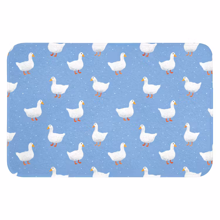 Ganzen - Elegant - Blauw Badmat klein 997 -3d