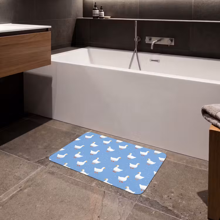 Ganzen - Elegant - Blauw Badmat klein 997 -sfeer3