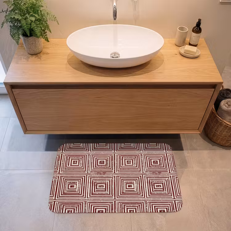 Geometrisch - Patroon - Rood Badmat middel 997 -sfeer1