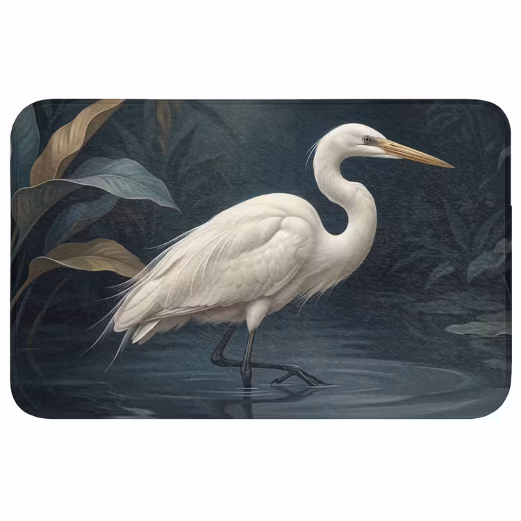 Reiger - Water - Natuur - Modern - Wit Badmat middel -3d