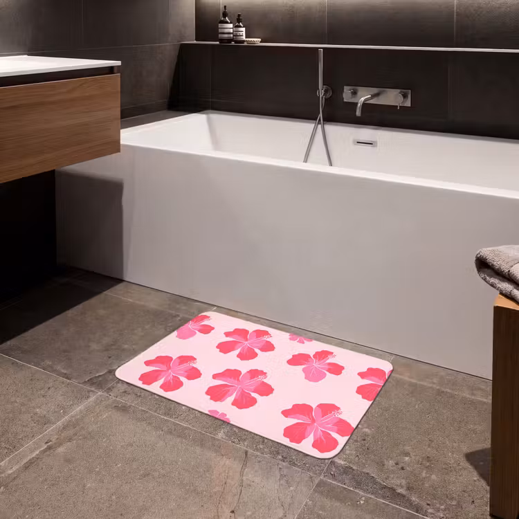 Hibiscus - Bloemen - Roze Badmat klein 997 -sfeer3