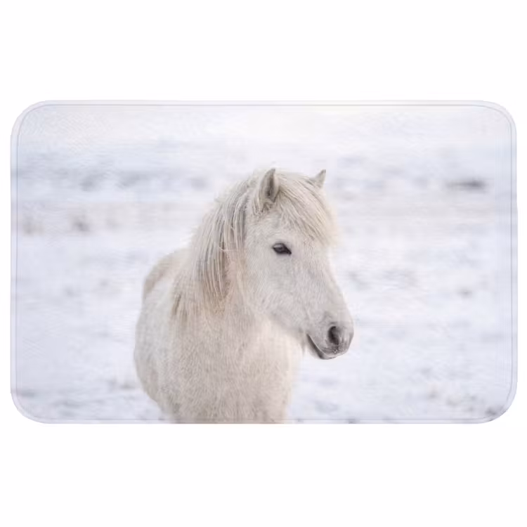 Paard - Kop - Winter - Dieren - Wit Badmat klein -3d