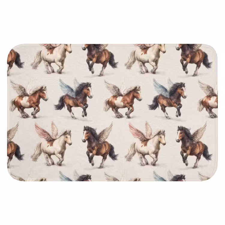 Paarden - Vleugels - Kleurrijk Badmat klein 997 -3d