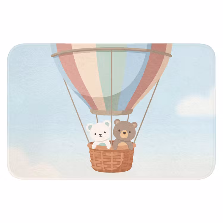 Luchtballon - Beren - Pastel Badmat klein -3d