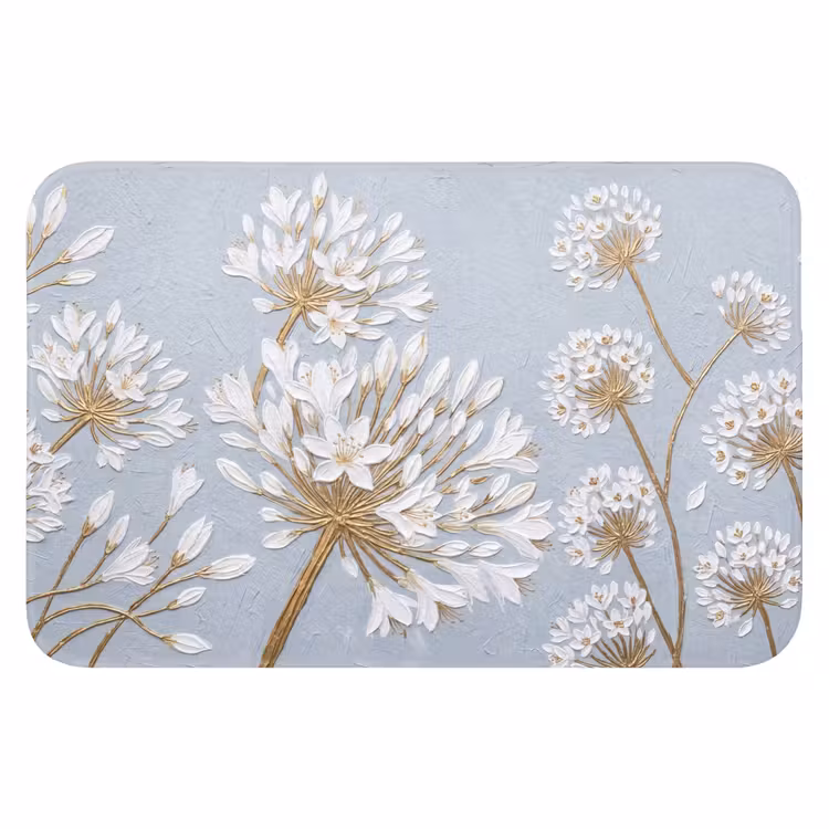 Illustratie - Bloemen - Blauw Badmat klein -3d