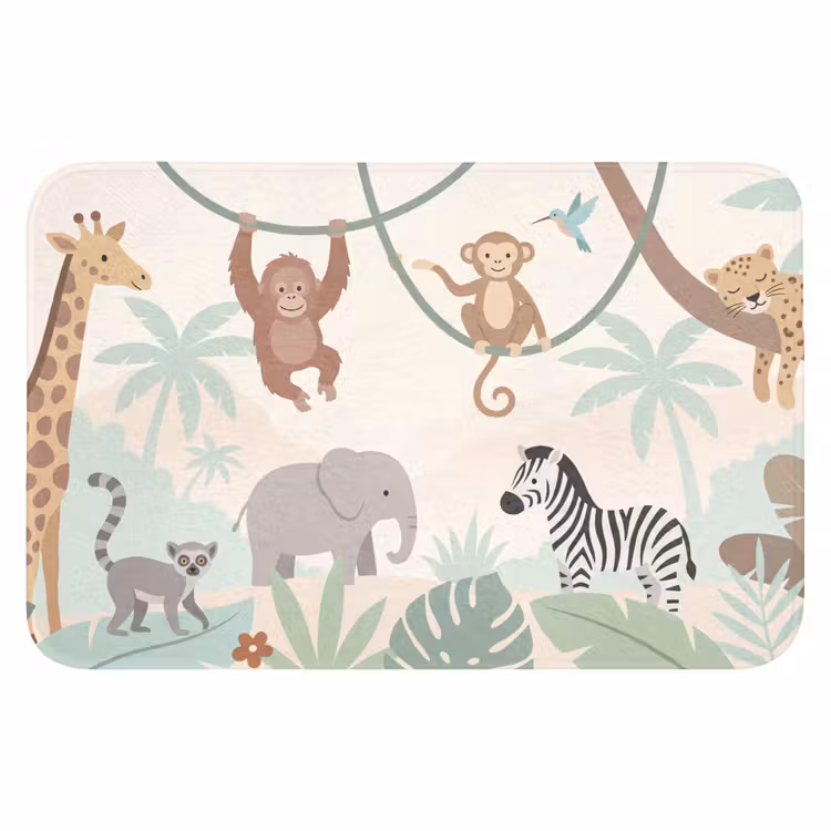 Jungle - Dieren - Groen Badmat klein -3d