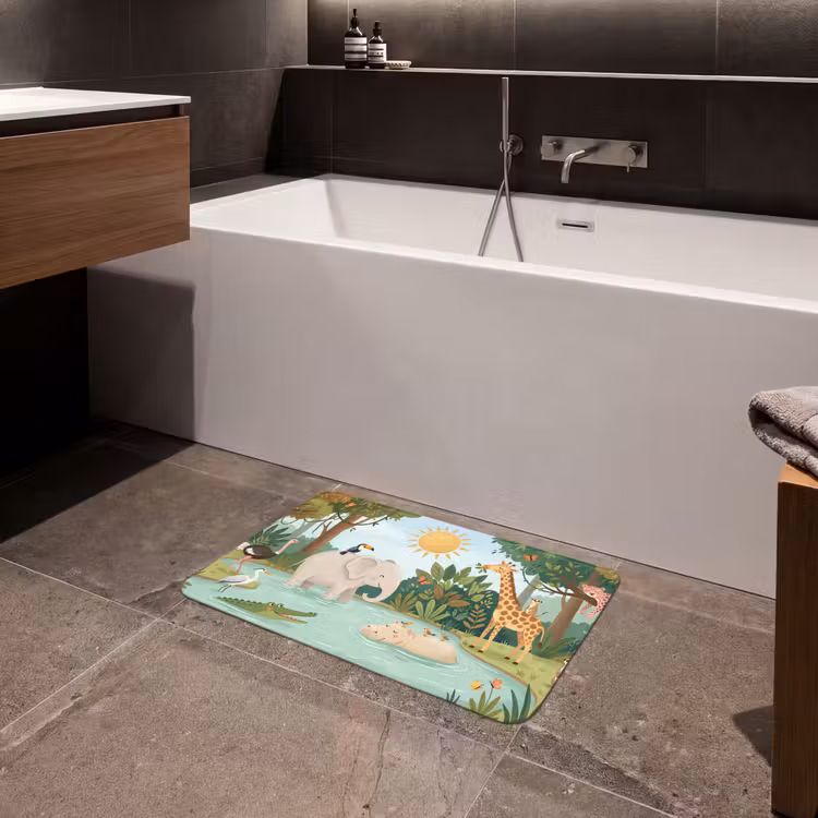 Jungle - Oase - Dieren - Kleurrijk Badmat klein -sfeer3